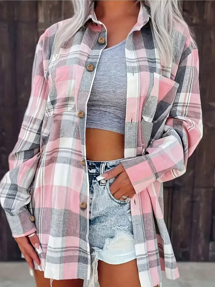 Ida | Kvinne Oversized Rutete Flanell Langermet Skjorte