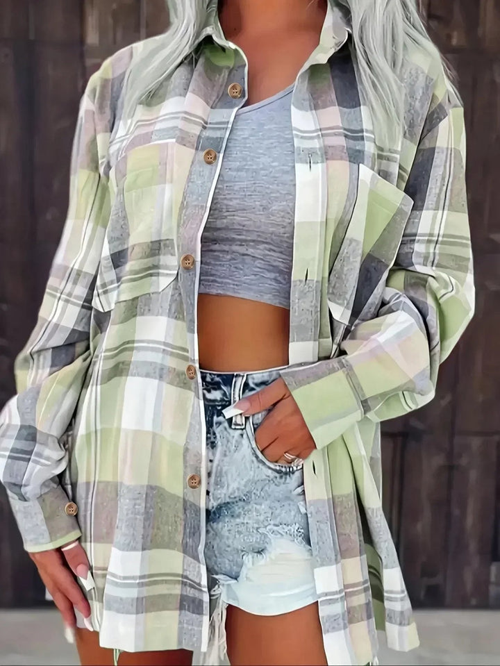 Ida | Kvinne Oversized Rutete Flanell Langermet Skjorte