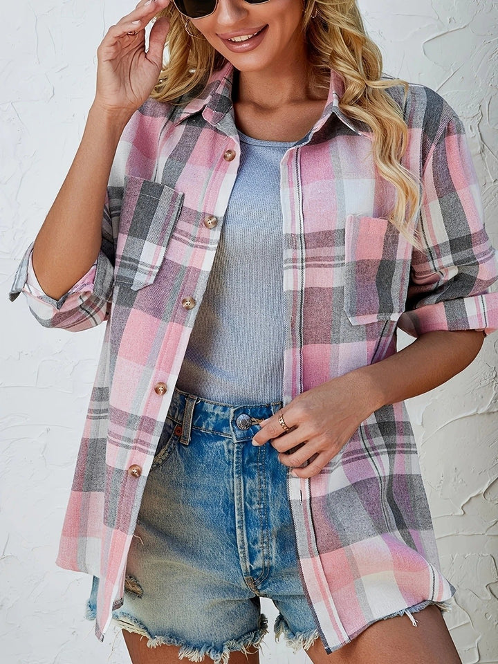 Ida | Kvinne Oversized Rutete Flanell Langermet Skjorte