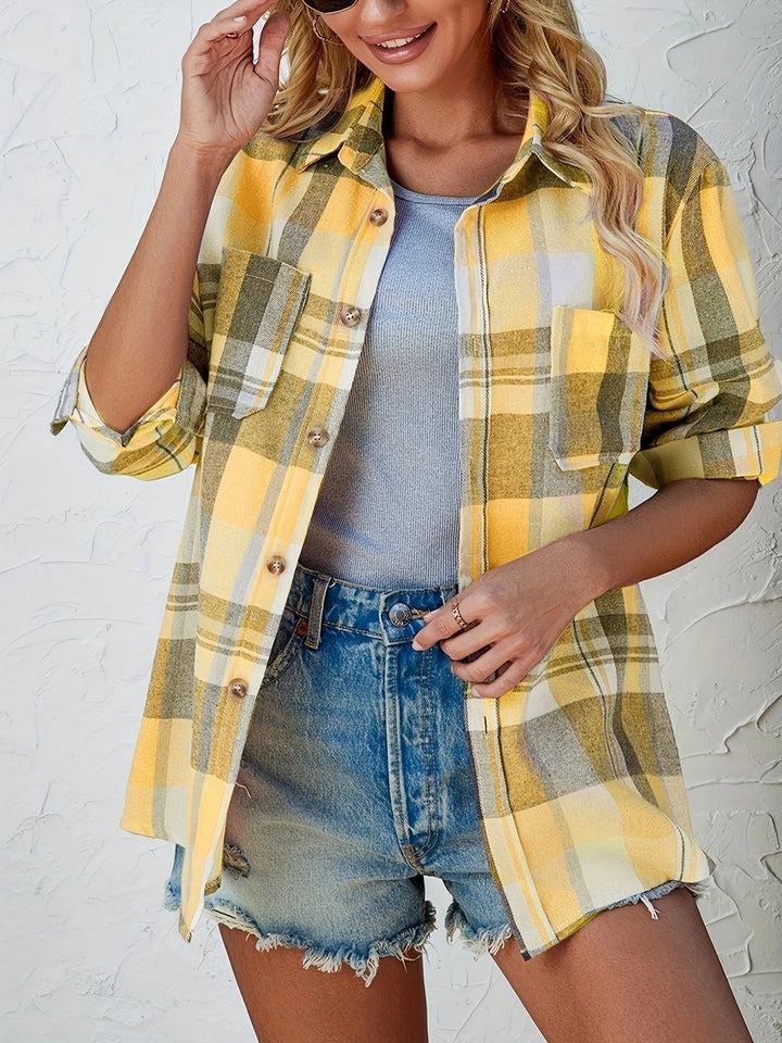 Ida | Kvinne Oversized Rutete Flanell Langermet Skjorte