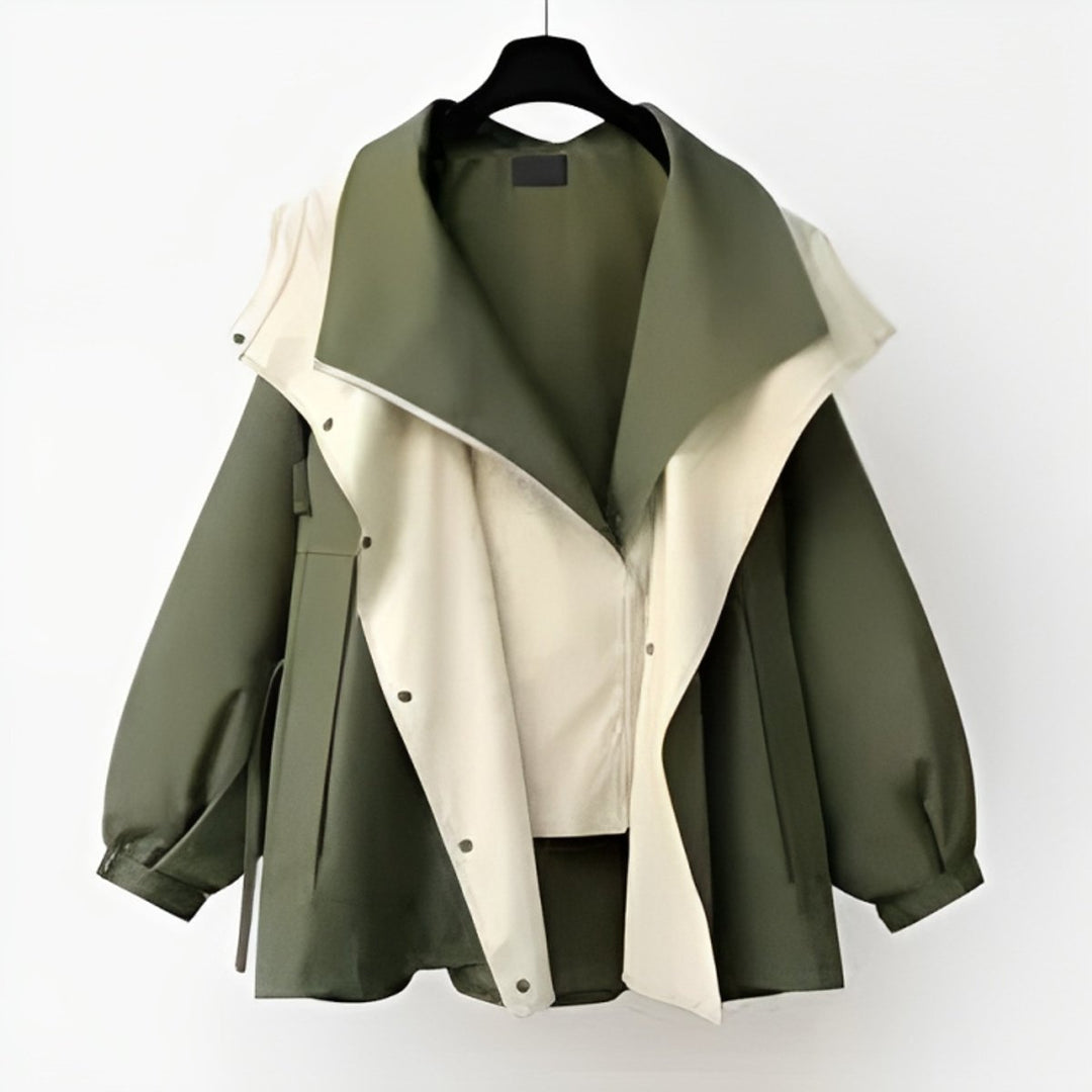Laura | Kvinne Oversized Vannavstøtende Trench Coat med Dobbel Krage