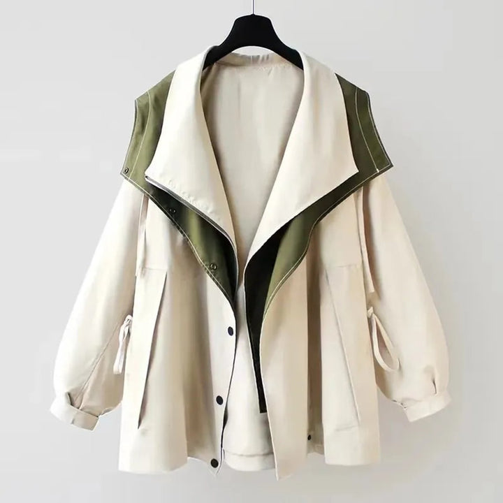 Laura | Kvinne Oversized Vannavstøtende Trench Coat med Dobbel Krage