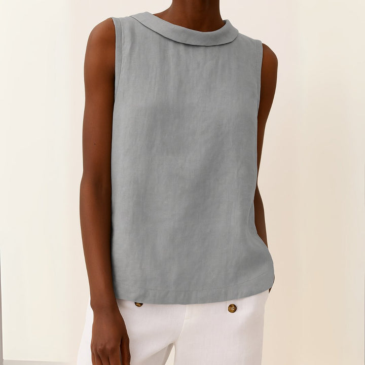 Josefine | Kvinne uten ermer Lin Bluse med Rullet Turtleneck