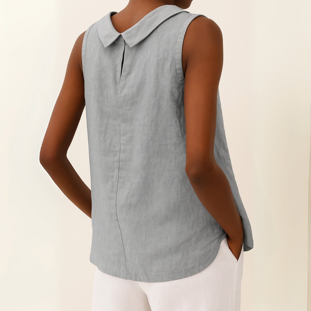 Josefine | Kvinne uten ermer Lin Bluse med Rullet Turtleneck