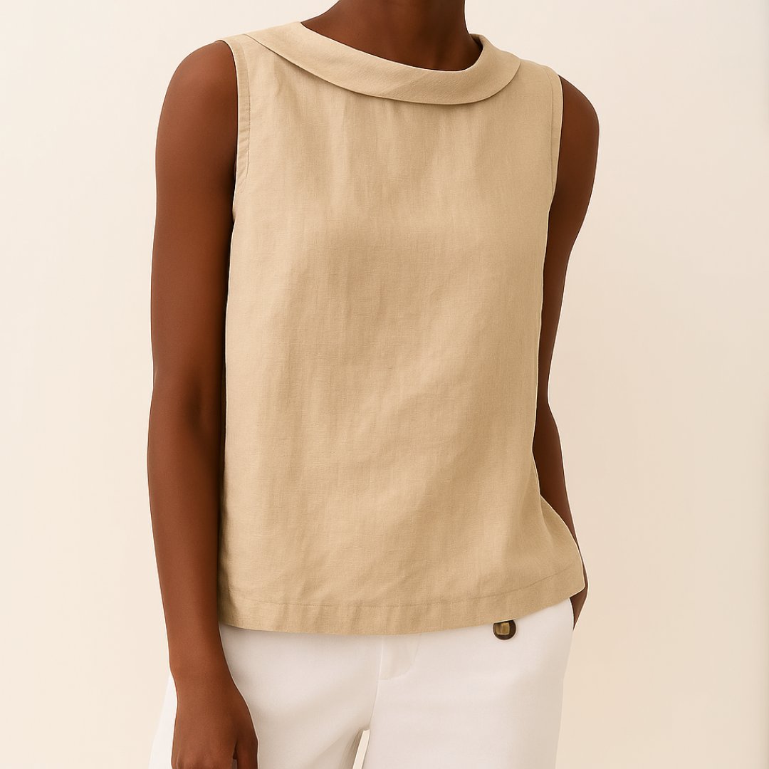 Josefine | Kvinne uten ermer Lin Bluse med Rullet Turtleneck