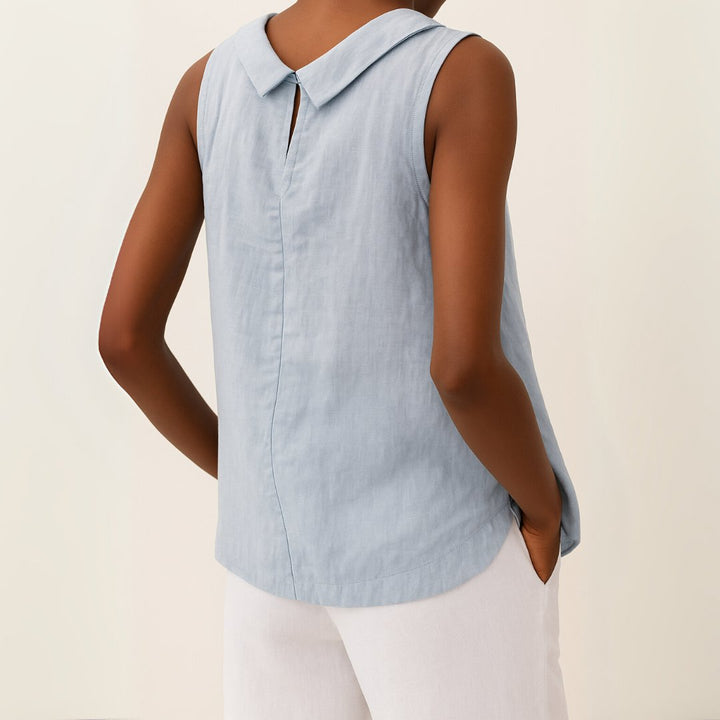 Josefine | Kvinne uten ermer Lin Bluse med Rullet Turtleneck