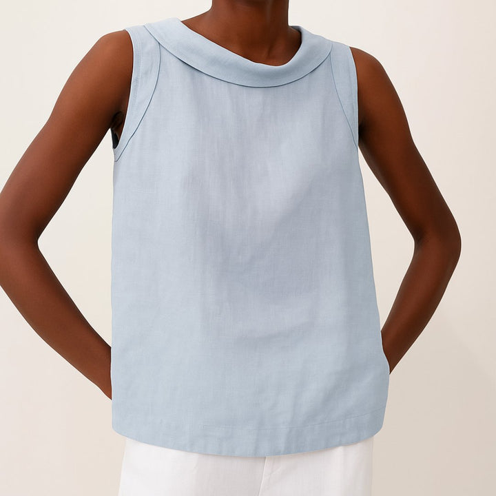 Josefine | Kvinne uten ermer Lin Bluse med Rullet Turtleneck