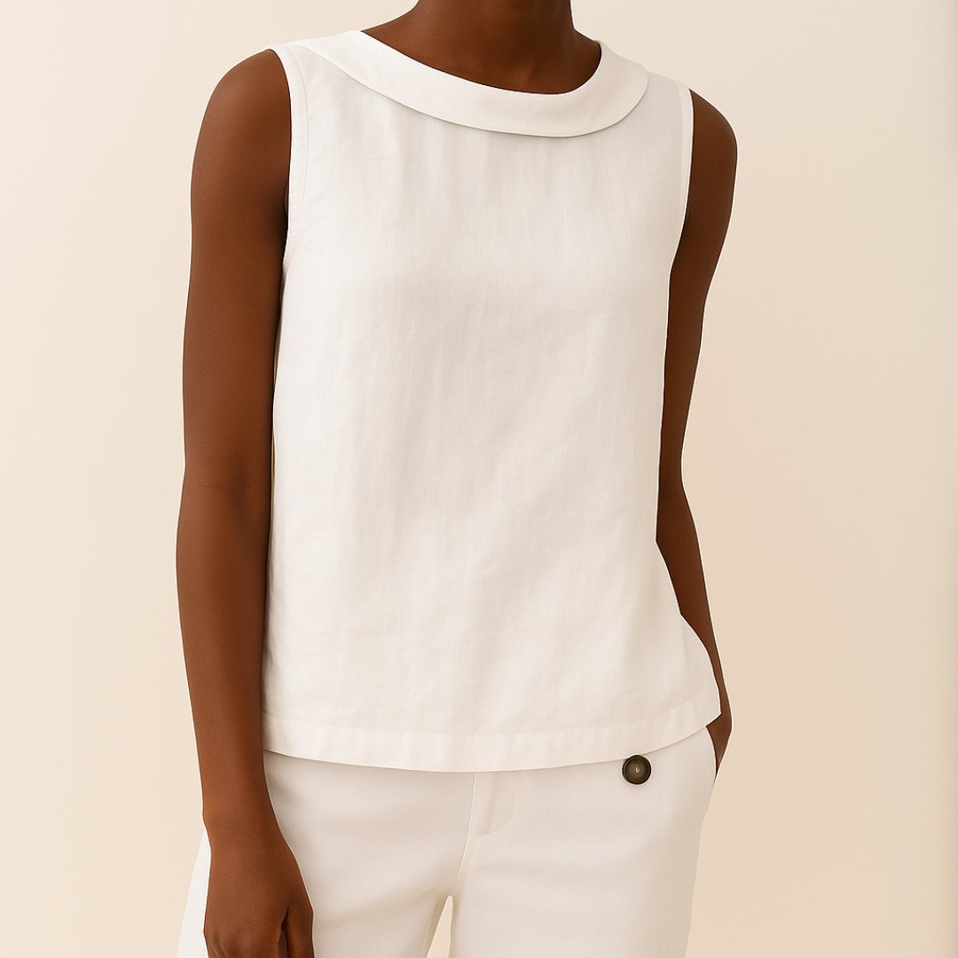 Josefine | Kvinne uten ermer Lin Bluse med Rullet Turtleneck