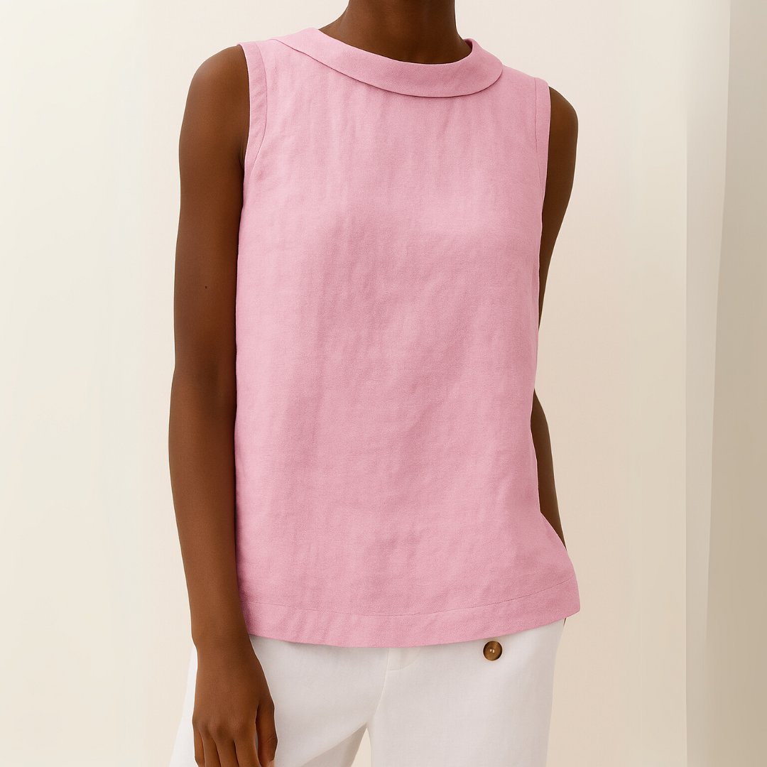 Josefine | Kvinne uten ermer Lin Bluse med Rullet Turtleneck