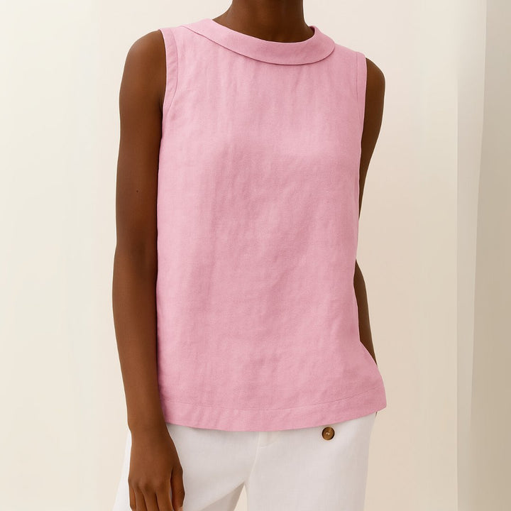 Josefine | Kvinne uten ermer Lin Bluse med Rullet Turtleneck