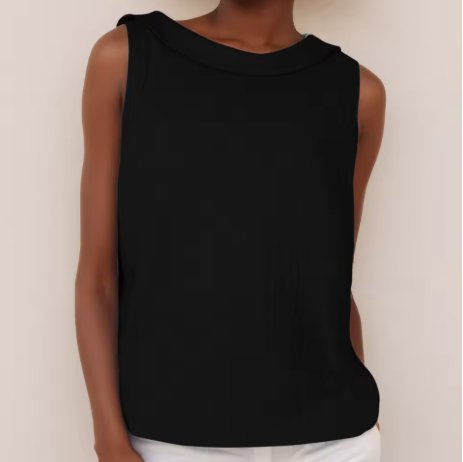 Josefine | Kvinne uten ermer Lin Bluse med Rullet Turtleneck