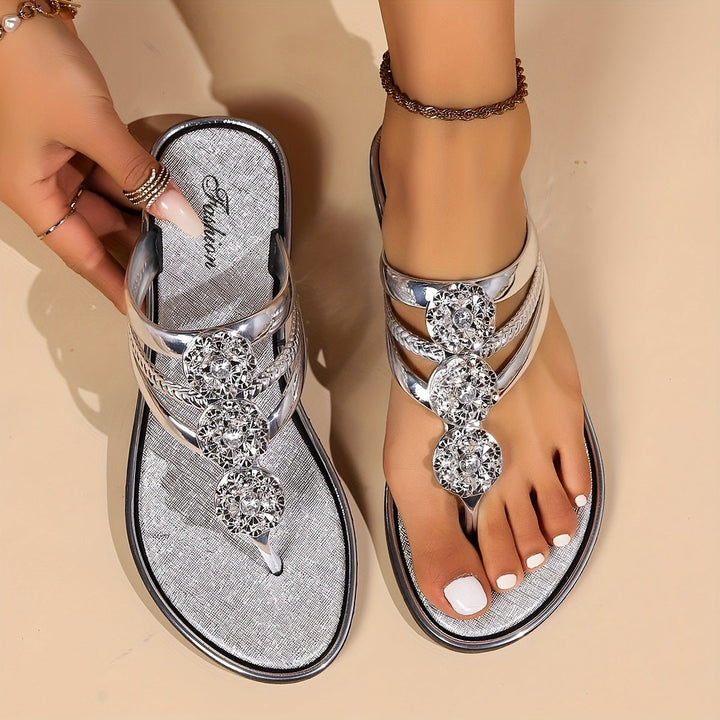 Maja | Kvinners T-Rem Rhinestone Flate Slip-On Sandaler Sommer