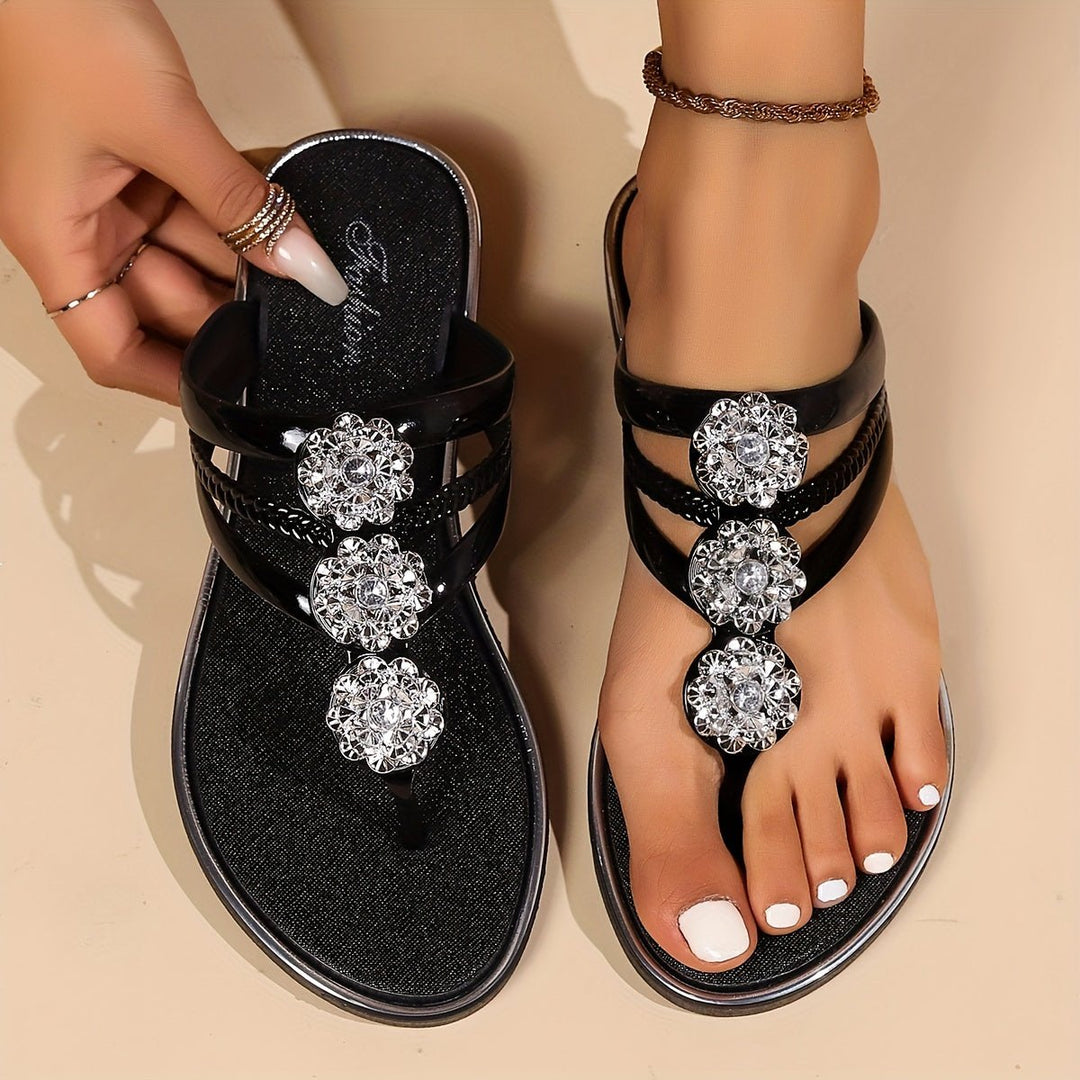 Maja | Kvinners T-Rem Rhinestone Flate Slip-On Sandaler Sommer
