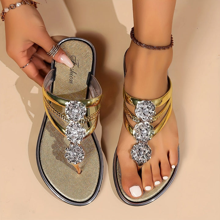 Maja | Kvinners T-Rem Rhinestone Flate Slip-On Sandaler Sommer