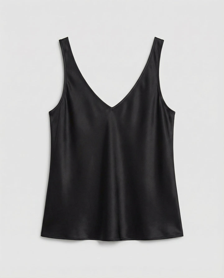 Ida | Kvinne Satin Camisole V-Hals Bred Stropper