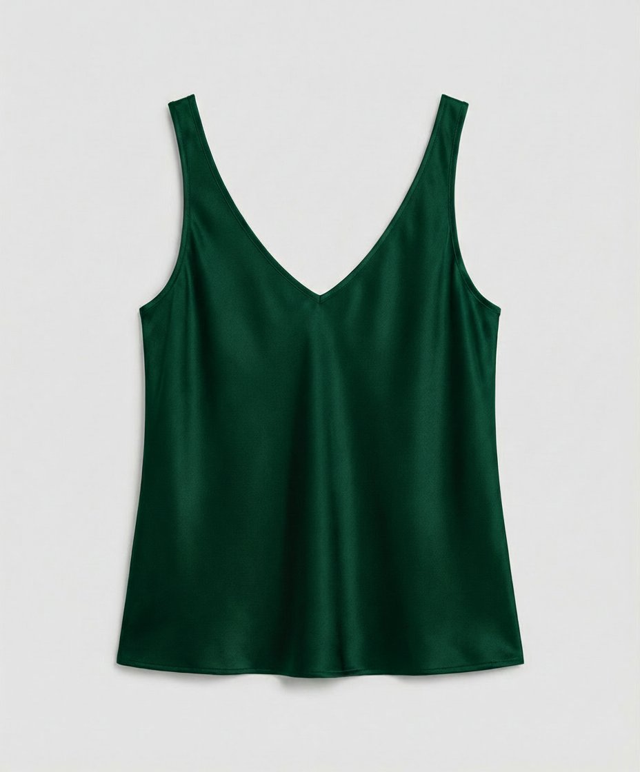 Ida | Kvinne Satin Camisole V-Hals Bred Stropper