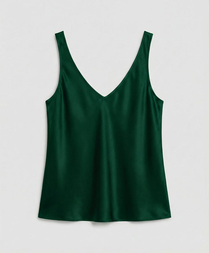 Ida | Kvinne Satin Camisole V-Hals Bred Stropper