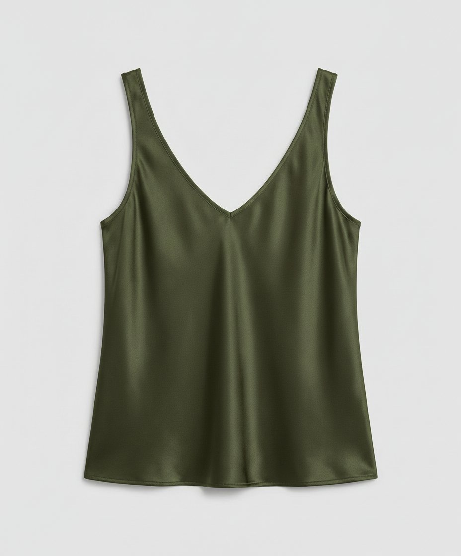 Ida | Kvinne Satin Camisole V-Hals Bred Stropper