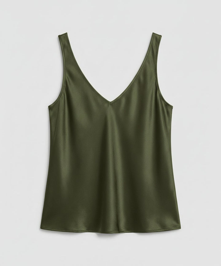 Ida | Kvinne Satin Camisole V-Hals Bred Stropper