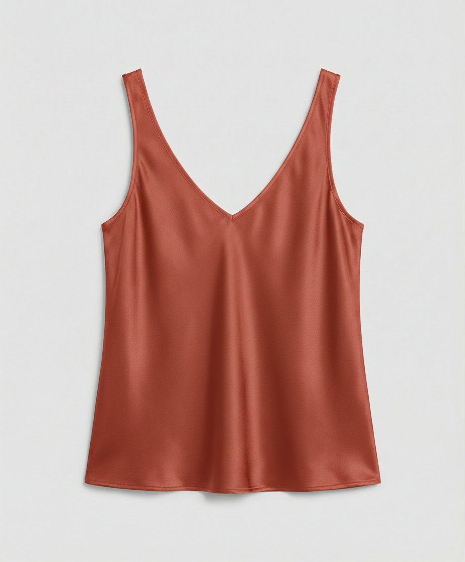 Ida | Kvinne Satin Camisole V-Hals Bred Stropper