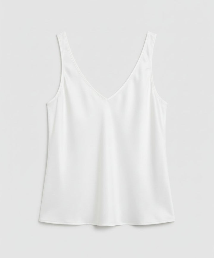 Ida | Kvinne Satin Camisole V-Hals Bred Stropper