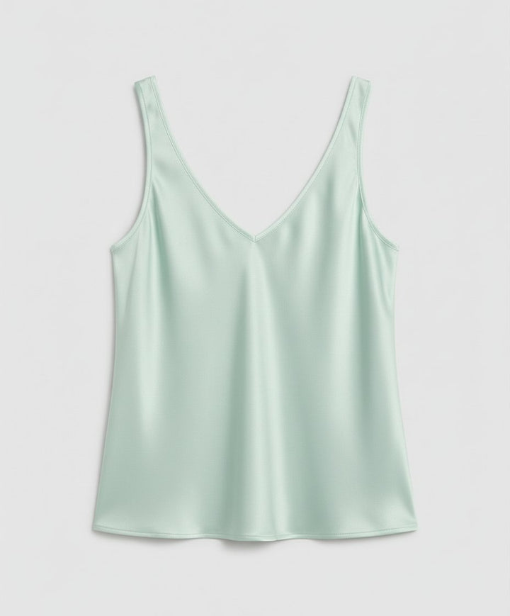 Ida | Kvinne Satin Camisole V-Hals Bred Stropper