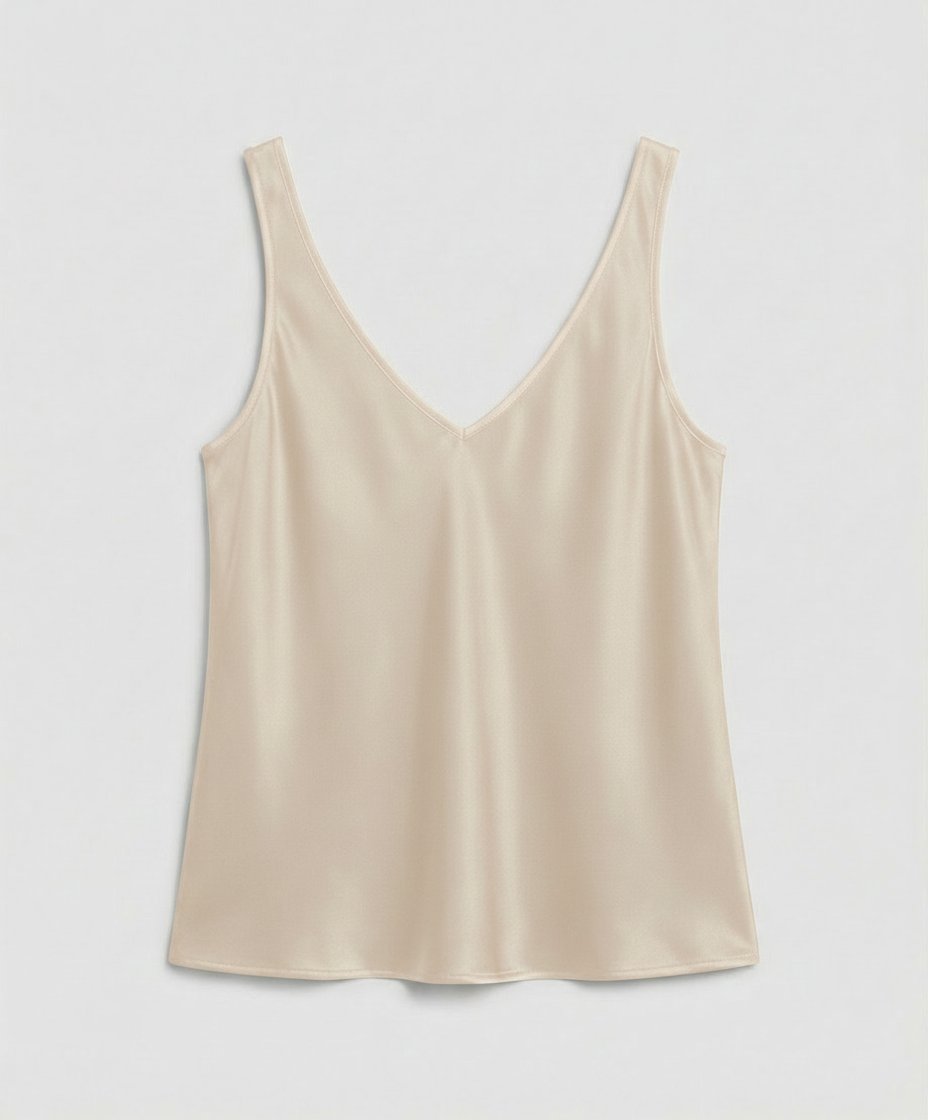 Ida | Kvinne Satin Camisole V-Hals Bred Stropper
