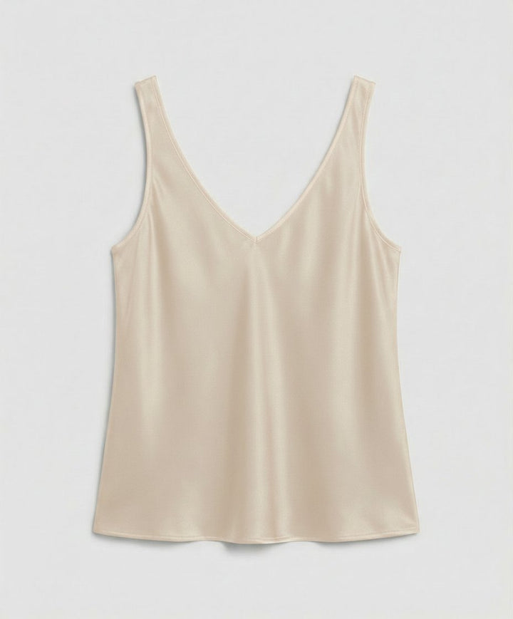 Ida | Kvinne Satin Camisole V-Hals Bred Stropper