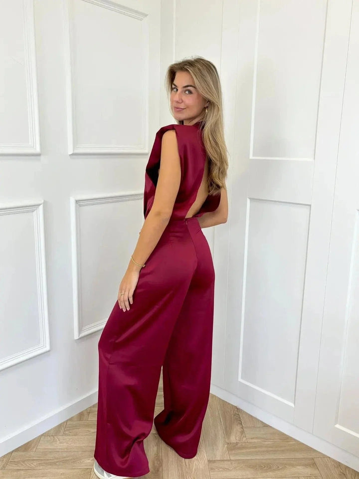 Josefine | Kvinne Satin Jumpsuit Bred Ben Uten Ermer