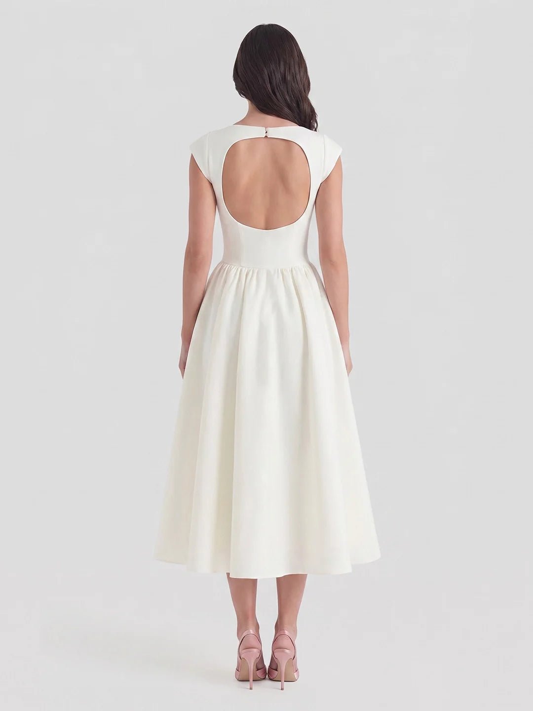Ida | Kvinne Satin Midi Kjole Båt Utringning Korte Ermer