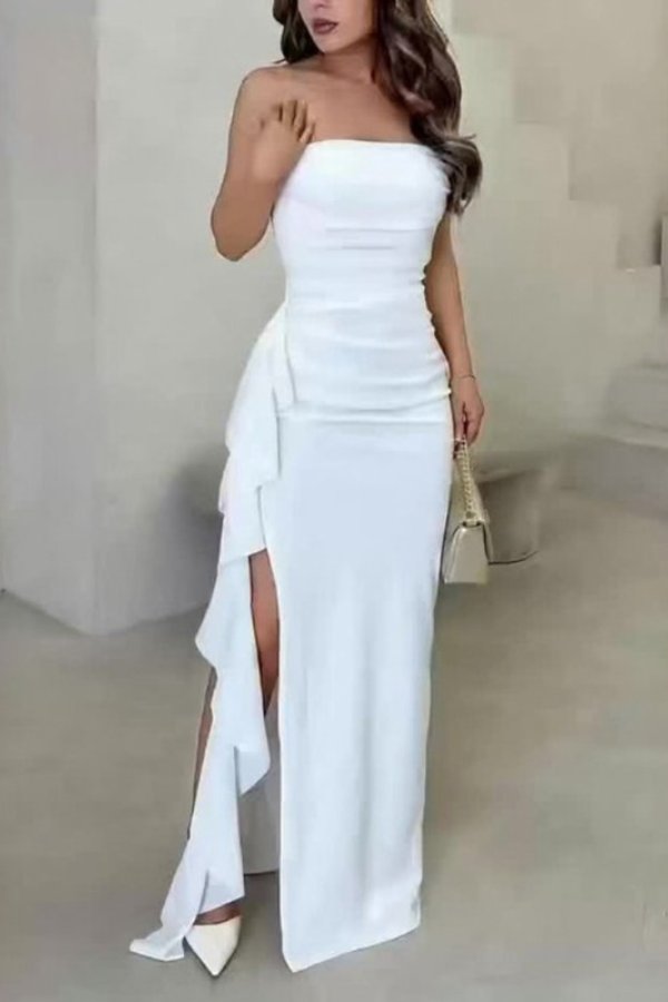 Mathilde | Kvinne Satin Off-Shoulder Wrap Maxi Kjole