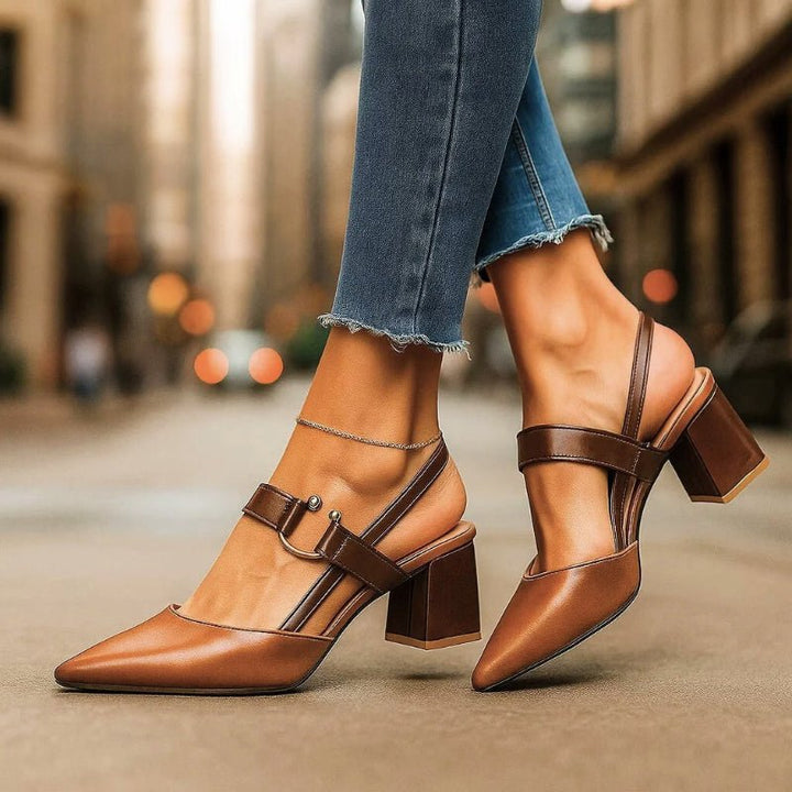 Ida | Kvinne Pointed Block Heel T-Stropp Pumper