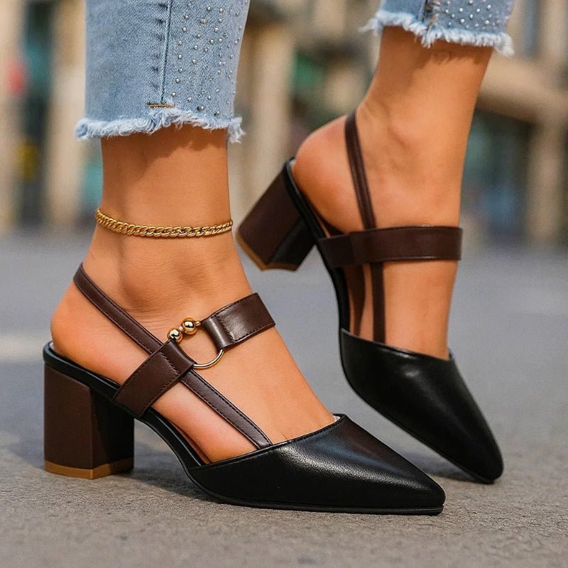 Ida | Kvinne Pointed Block Heel T-Stropp Pumper