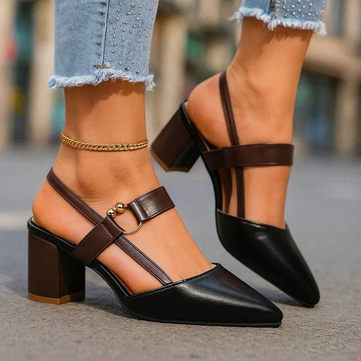 Ida | Kvinne Pointed Block Heel T-Stropp Pumper
