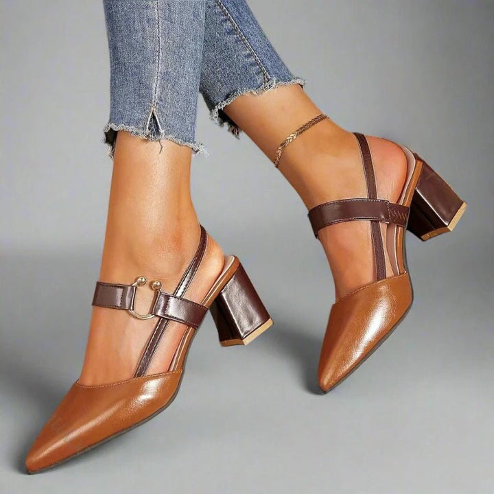 Ida | Kvinne Pointed Block Heel T-Stropp Pumper