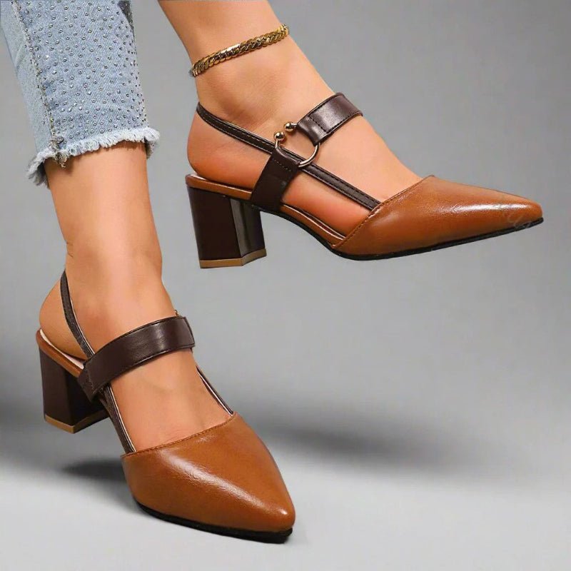 Ida | Kvinne Pointed Block Heel T-Stropp Pumper
