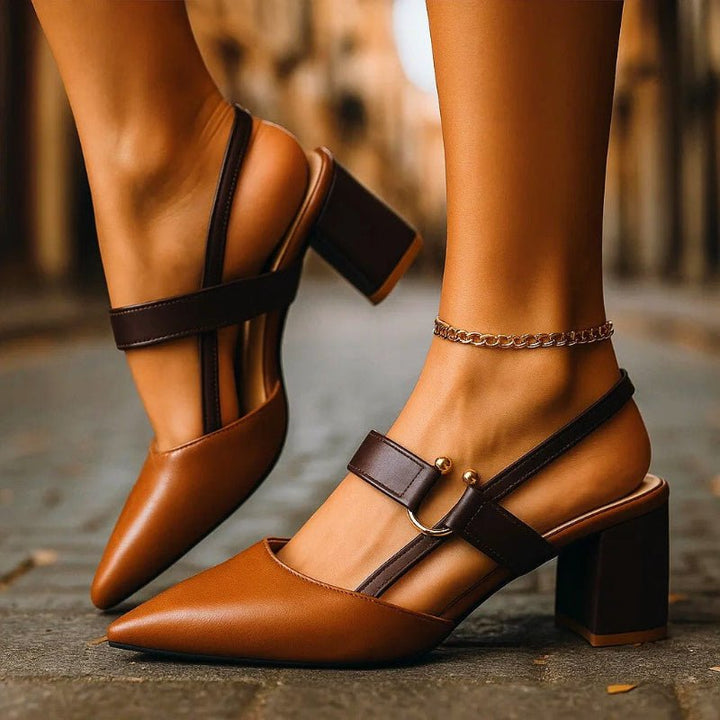 Ida | Kvinne Pointed Block Heel T-Stropp Pumper
