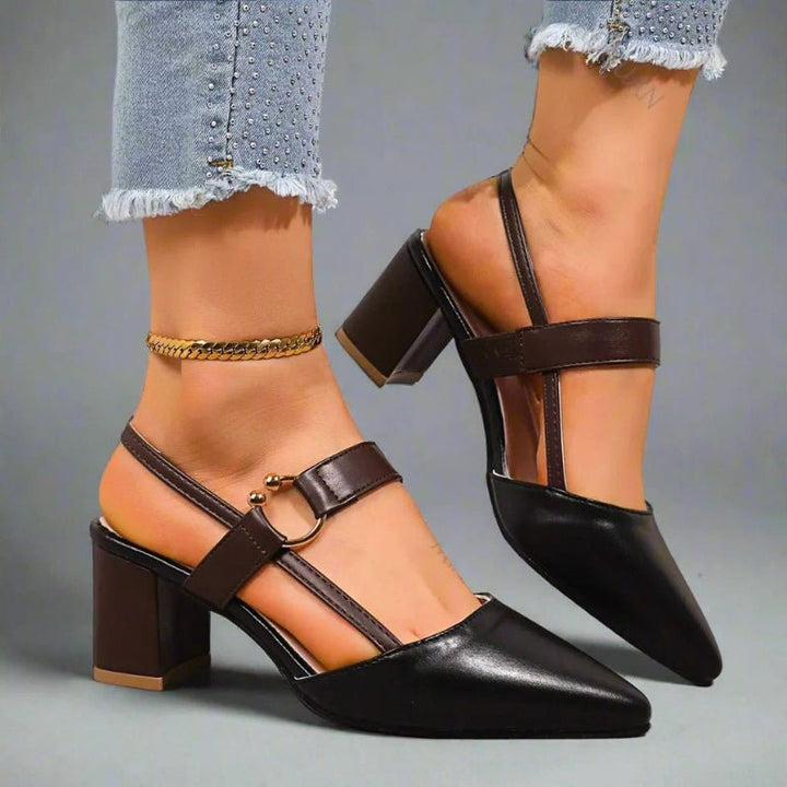 Ida | Kvinne Pointed Block Heel T-Stropp Pumper