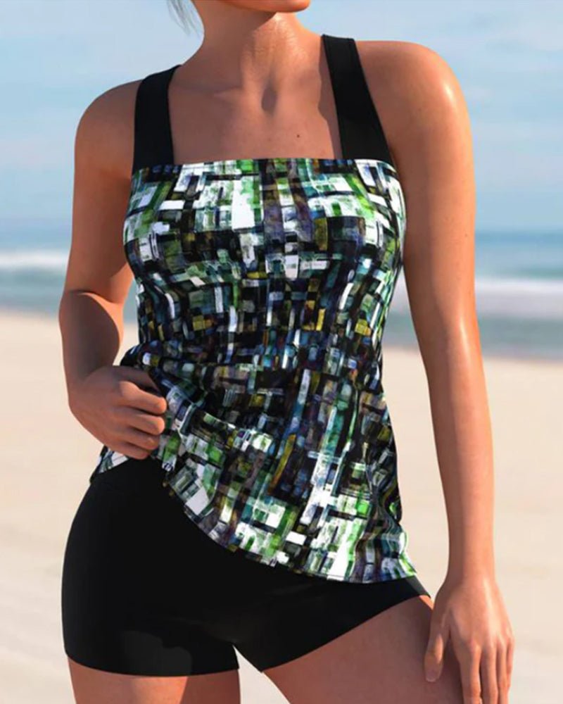 Lea | Kvinners Tankini-sett med Korte Shorts Stretch Badetøy