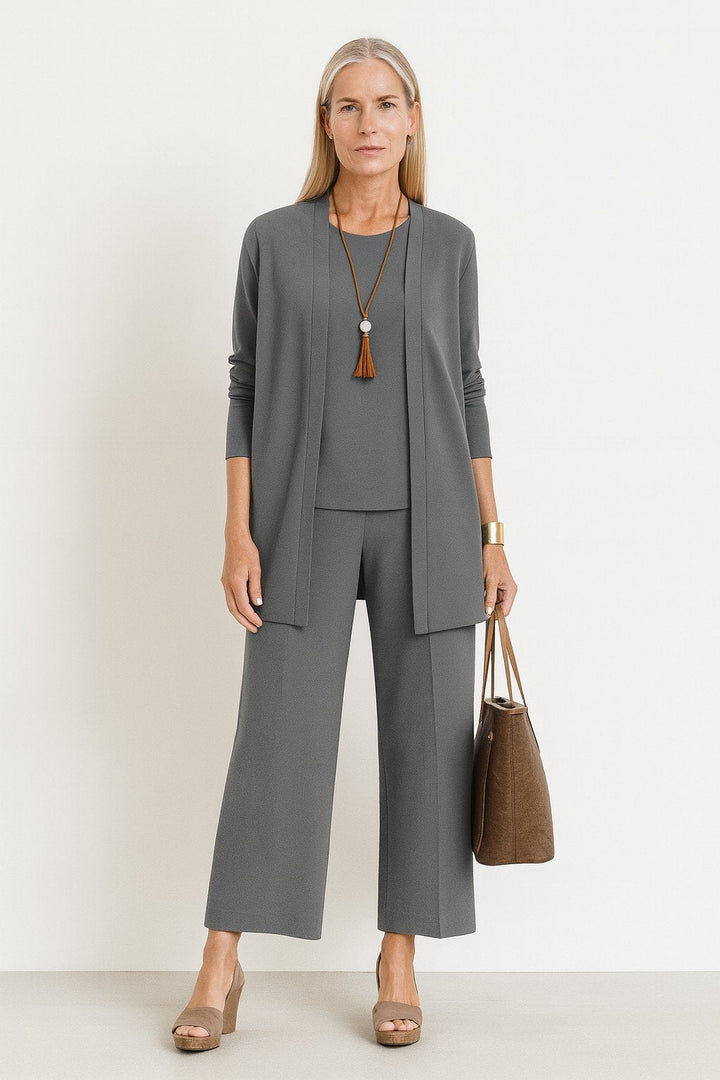 Freja | Kvinners Tre-delt Cardigan Tank Top og Vide Bukser Sett