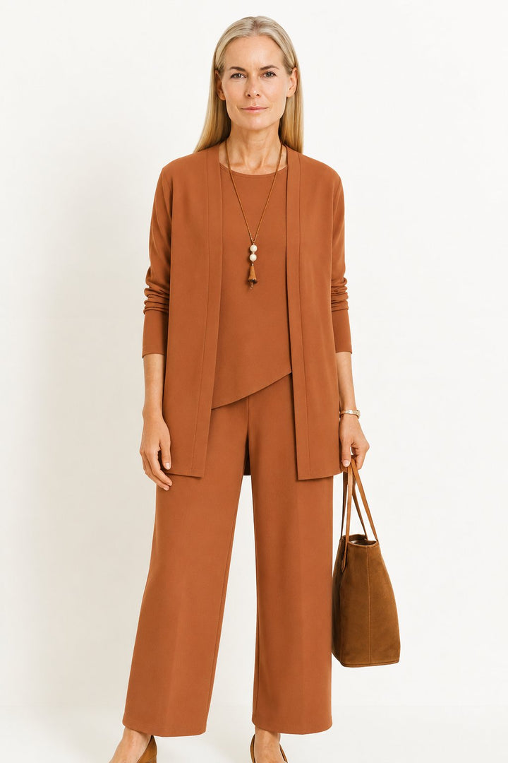 Freja | Kvinners Tre-delt Cardigan Tank Top og Vide Bukser Sett