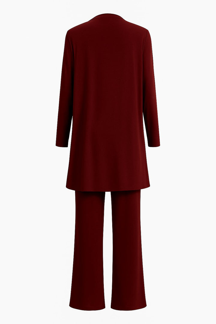 Freja | Kvinners Tre-delt Cardigan Tank Top og Vide Bukser Sett