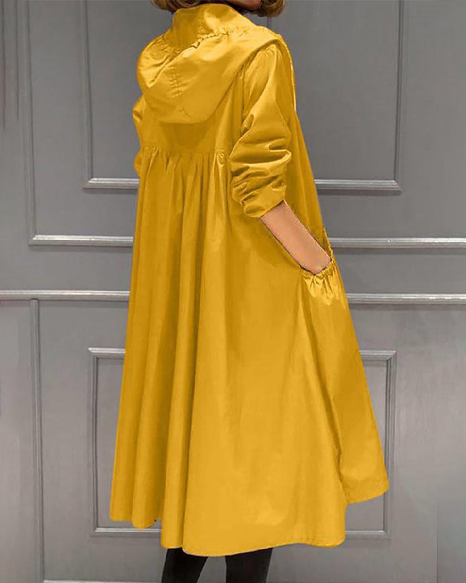 Nora | Vannavvisende lang trenchcoat med hette i polyester for kvinner