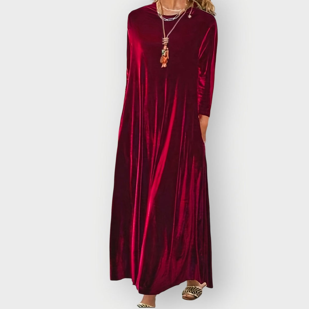 Ida | Kvinne Velvet Maxi Formelle Kjoler Langermet Kveldsdrakt