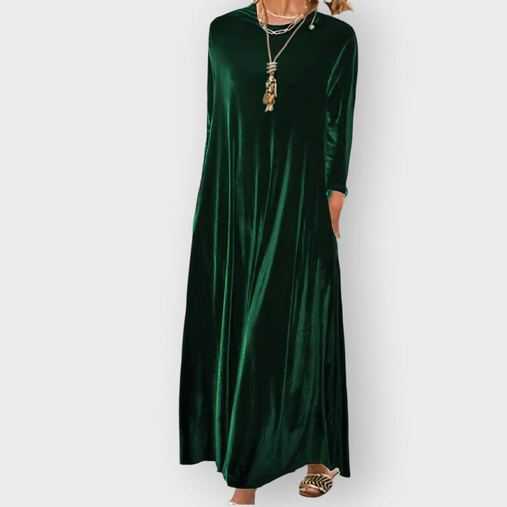 Ida | Kvinne Velvet Maxi Formelle Kjoler Langermet Kveldsdrakt