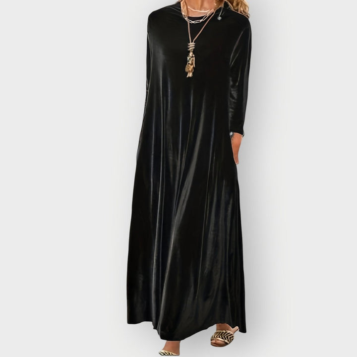 Ida | Kvinne Velvet Maxi Formelle Kjoler Langermet Kveldsdrakt
