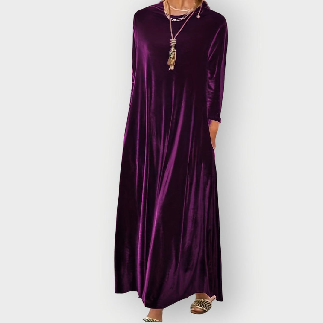 Ida | Kvinne Velvet Maxi Formelle Kjoler Langermet Kveldsdrakt