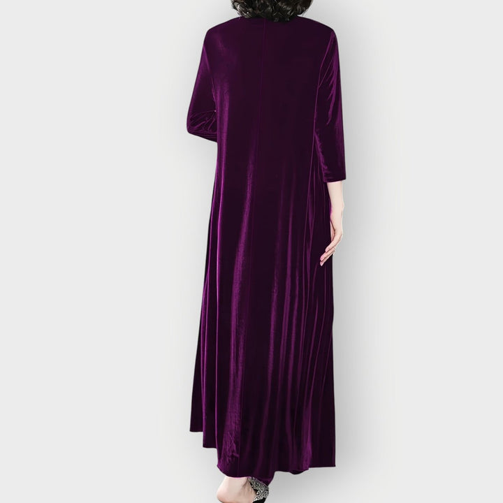 Ida | Kvinne Velvet Maxi Formelle Kjoler Langermet Kveldsdrakt