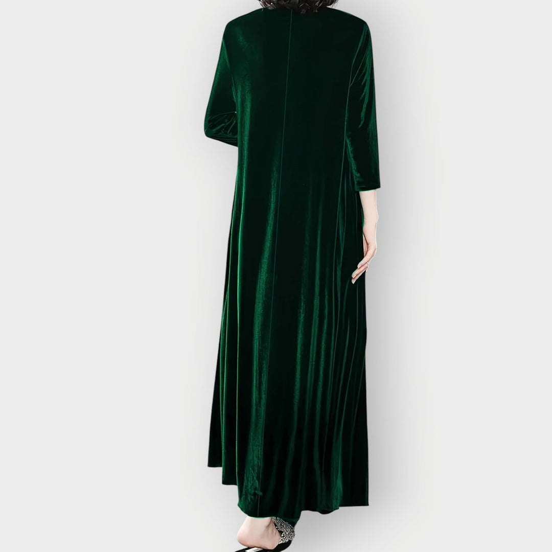 Ida | Kvinne Velvet Maxi Formelle Kjoler Langermet Kveldsdrakt