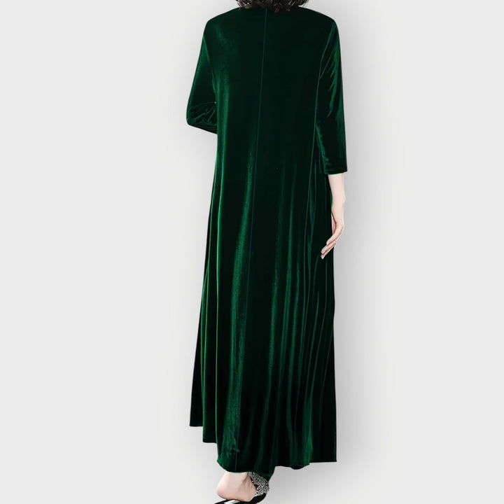 Ida | Kvinne Velvet Maxi Formelle Kjoler Langermet Kveldsdrakt